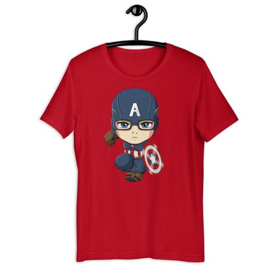 Camiseta Camisa Infantil Unissex - Capitão América Marvel - Vermelho