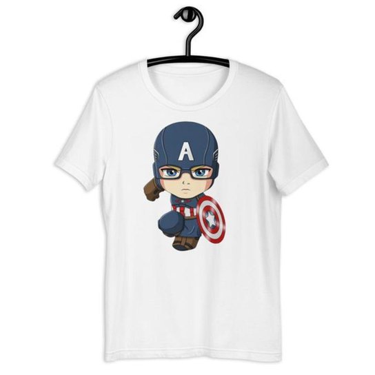 Camiseta Camisa Infantil Unissex - Capitão América Marvel - Branco