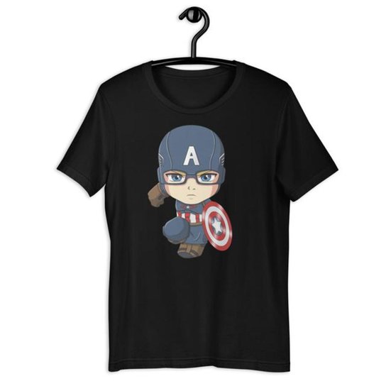 Camiseta Camisa Infantil Unissex - Capitão América Marvel - Preto