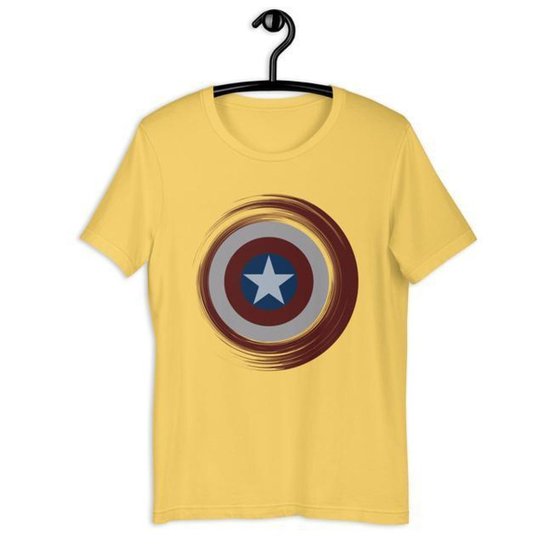 Camiseta Camisa Infantil Unissex - Capitão América Escudo - Amarelo