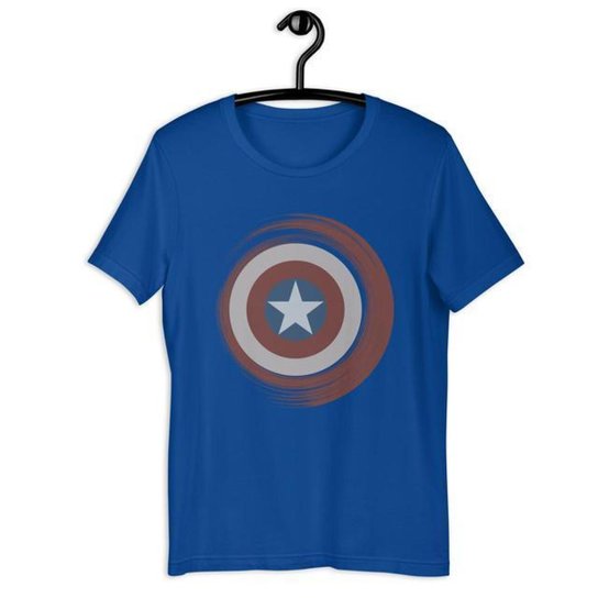 Camiseta Camisa Infantil Unissex - Capitão América Escudo - Azul Royal