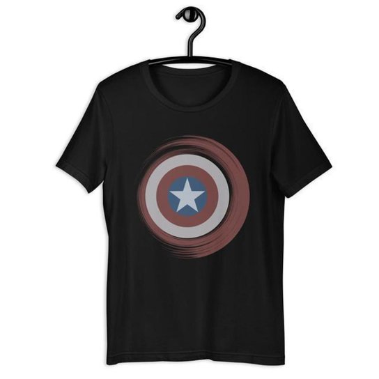 Camiseta Camisa Infantil Unissex - Capitão América Escudo - Preto