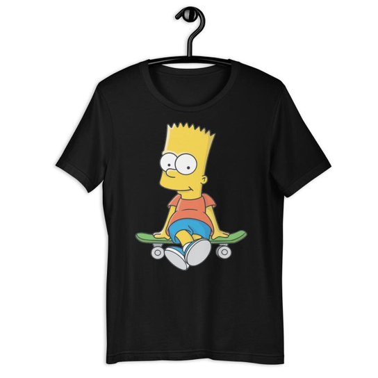 Camiseta Camisa Infantil Unissex - Bart Simpsons Skate - Preto