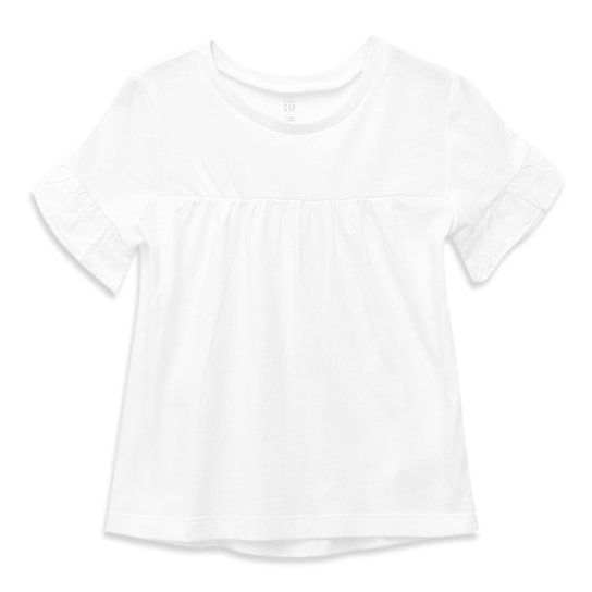 Camiseta Bebê GAP Malha Manga Babados Feminina - Branco