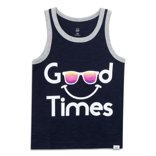 Camiseta Bebê GAP Malha Good Times Masculina - Azul