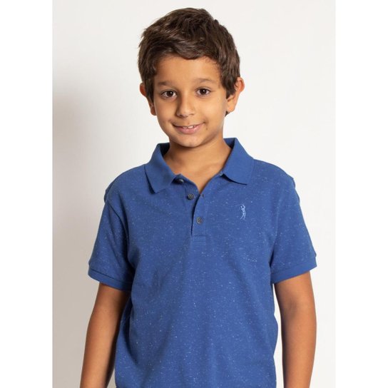 Camisa Polo Infantil Aleatory Mini Print Playday Masculina - Azul