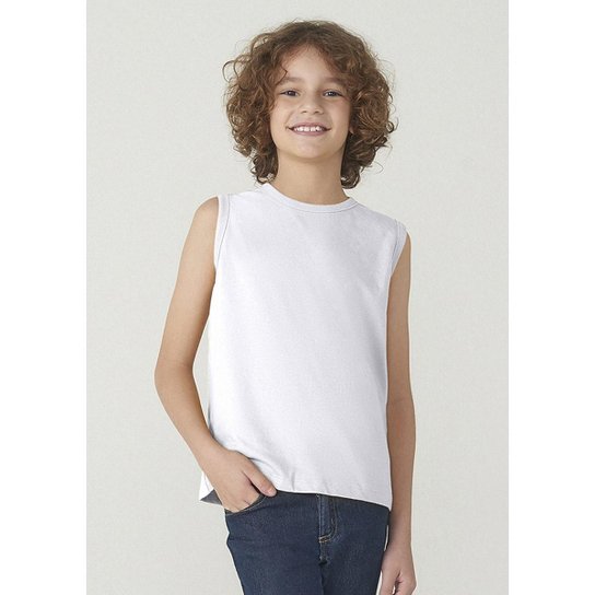 Regata Infantil Hering Modelagem Tradicional Masculina - Branco