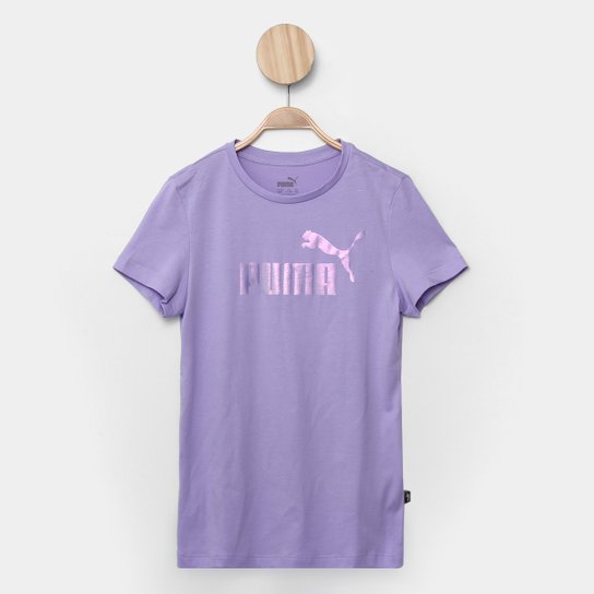 Camiseta Juvenil Puma Essentials Nova Shine Logo Tee Menina - Roxo