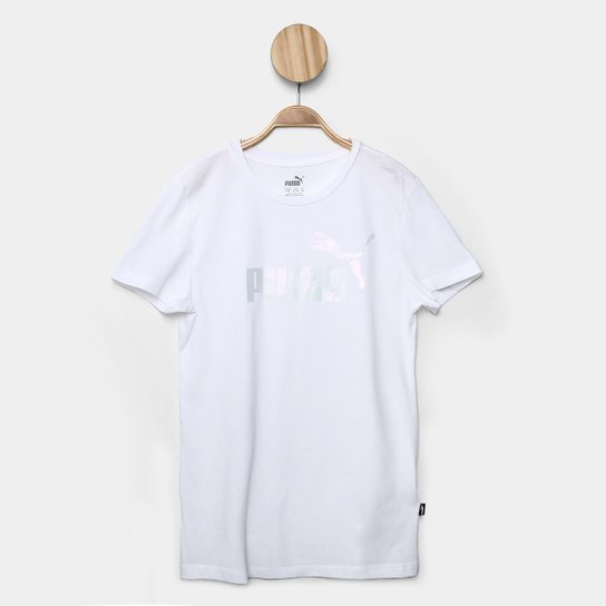 Camiseta Juvenil Puma Essentials Nova Shine Logo Tee Menina - Branco