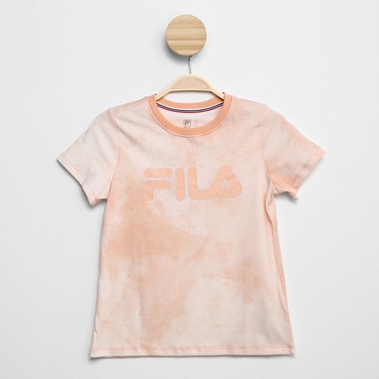 Camiseta Juvenil Fila Letter Premium Sky Feminina - Laranja