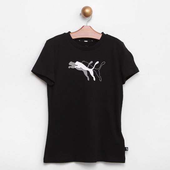 Camiseta Infantil Puma Power Graphic Menina - Preto