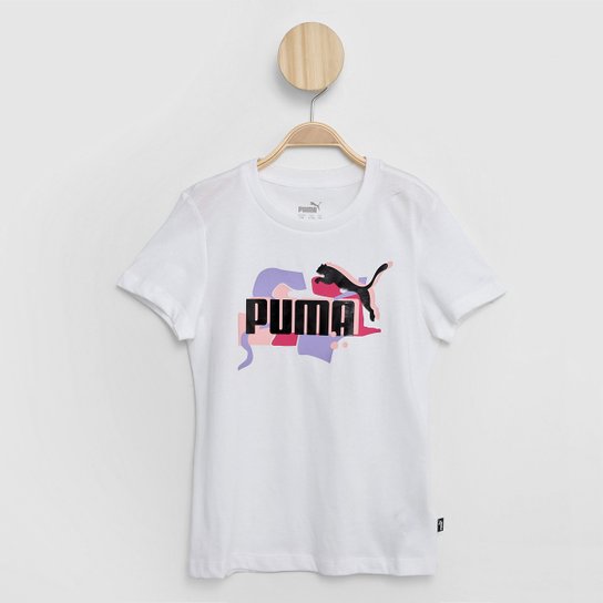 Camiseta Infantil Puma Essentials Street Art Logo Menina - Branco