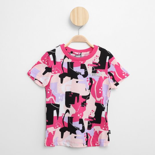 Camiseta Infantil Puma Essentials Street Art Aop Menina - Rosa