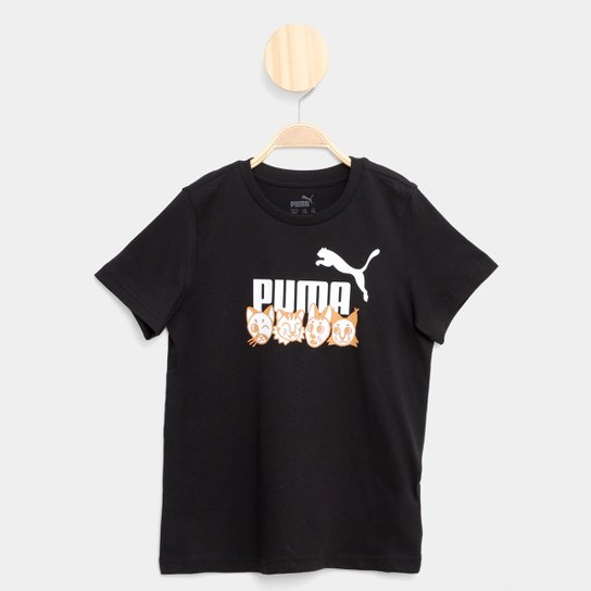 Camiseta Infantil Puma Essentials Mates Menina - Preto