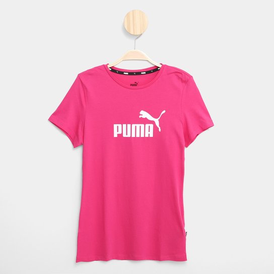 Camiseta Infantil Puma Essentials Logo Feminina - Rosa+Pink