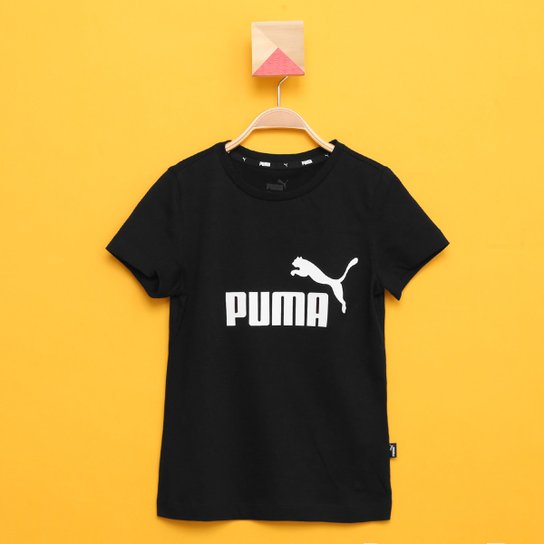 Camiseta Infantil Puma Essentials Logo Feminina - Preto