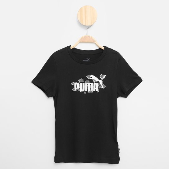 Camiseta Infantil Puma Essentials Animal Menina - Preto