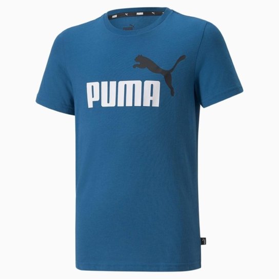 Camiseta Infantil Puma Essentials 2 Col Logo Masculina - Azul