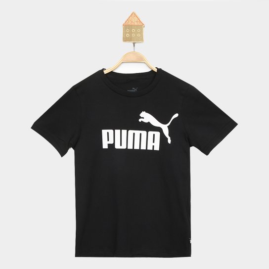 Camiseta Infantil Puma Essential Logo Menino - Preto