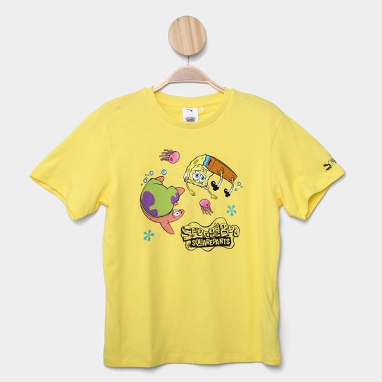 Camiseta Infantil Puma Bob Esponja Unissex - Amarelo