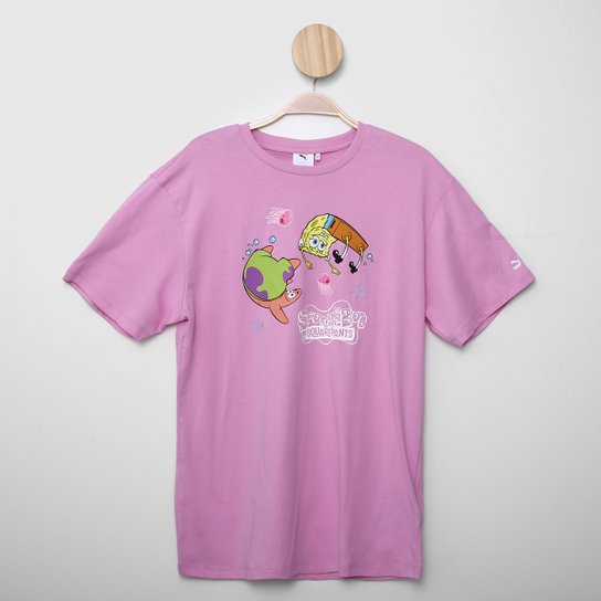 Camiseta Infantil Puma Bob Esponja Unissex - Rosa