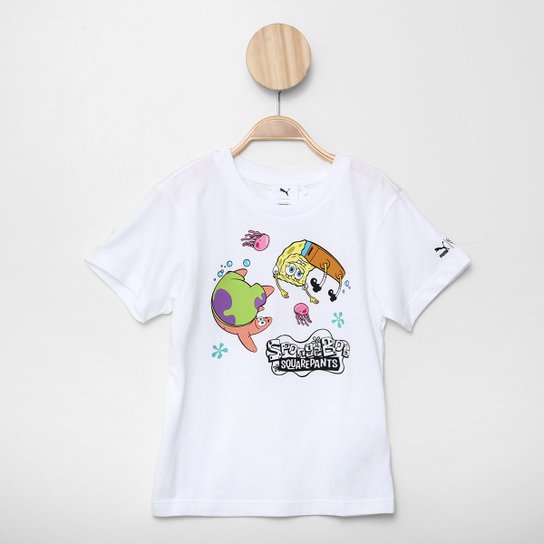 Camiseta Infantil Puma Bob Esponja Unissex - Branco