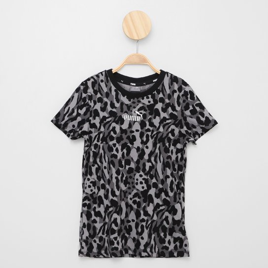 Camiseta Infantil Puma Alpha AOP Menina - Preto