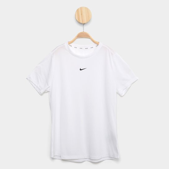 Camiseta Infantil Nike Dri Fit One Menina - Branco+Preto