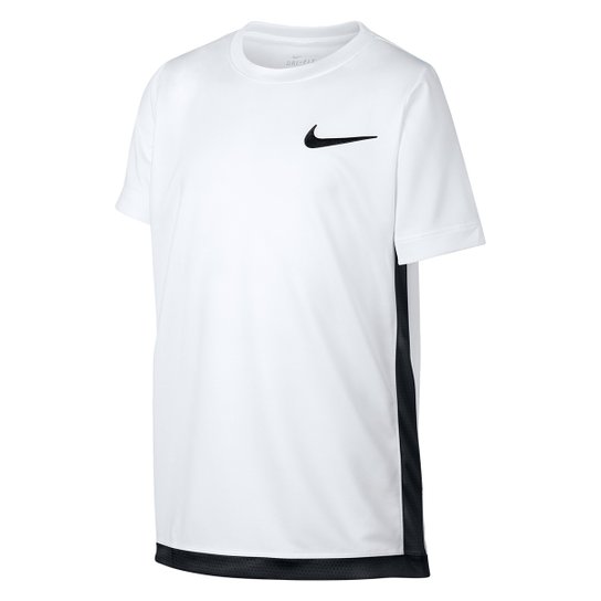 Camiseta Infantil Nike B Dry Top Ss Trophy Manga Curta Masculina - Branco+Preto