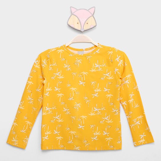 Camiseta Infantil Hering Kids Manga Longa Proteção Solar Menino - Amarelo