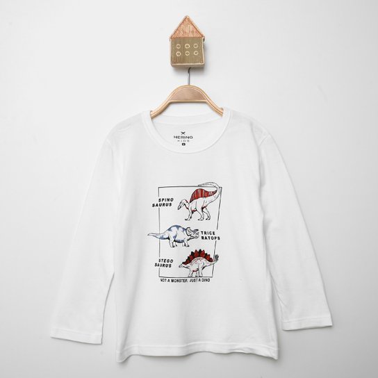 Camiseta Infantil Hering Estampada Manga Longa - Branco