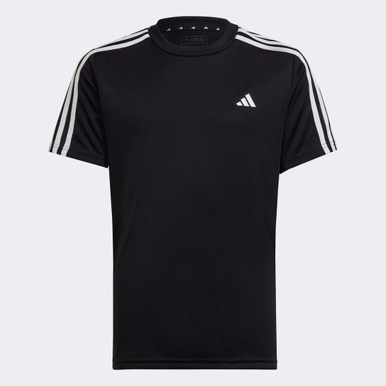 Camiseta Juvenil Adidas Train Essentials Aeroready 3-Stripes Regular Fit Masculina - Preto