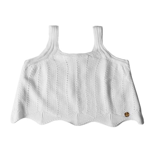 Blusa Infantil Tricô Magnólia Mini Lady Feminina - Branco