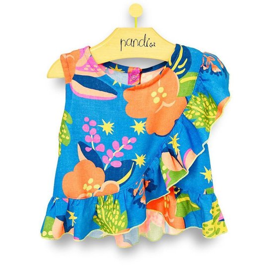 Blusa Infantil Pandi Blue Print Feminina - Azul