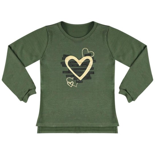 Blusa Infantil Look Jeans Tricô Feminina - Verde