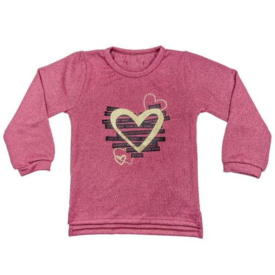 Blusa Infantil Look Jeans Tricô Feminina - Rosa