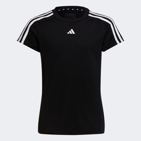 Camiseta Juvenil Adidas Fit Train Essential Feminina - Preto+Branco