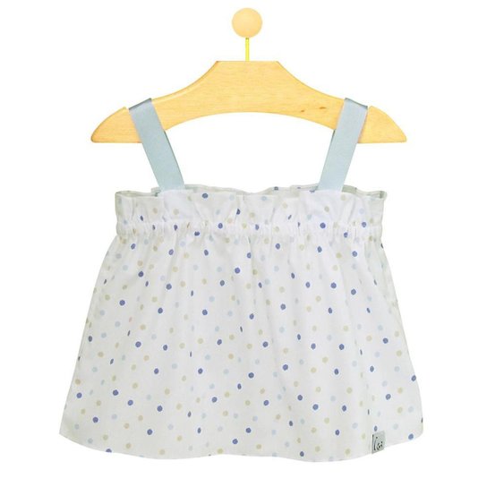 Bata Infantil Pandi Estampa Poá Feminina - Branco+Azul