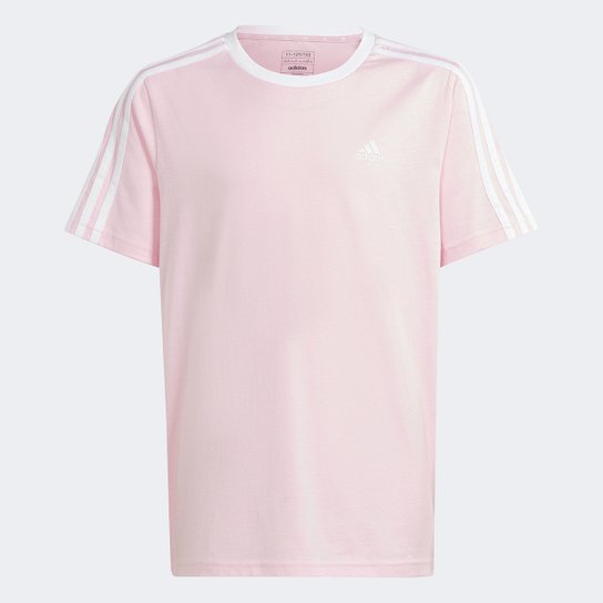 Camiseta Juvenil Adidas Essentials Boyfriend Feminina - Rosa+Branco