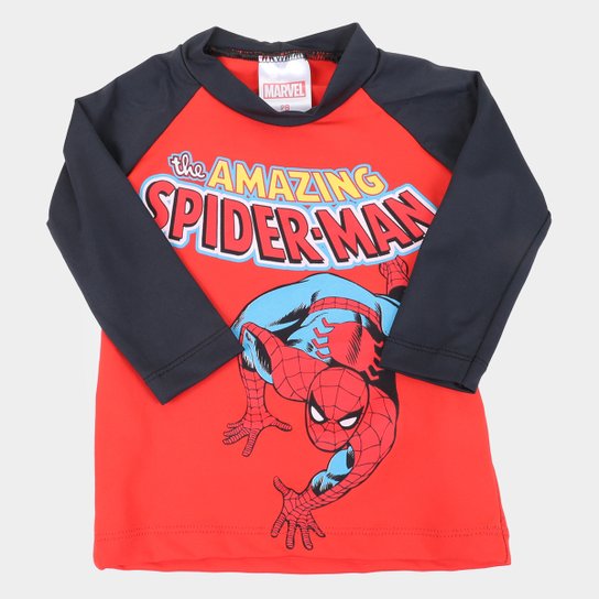 Camiseta Infantil Marvel Vingadores UV50+ Manga Longa Masculina - Vermelho