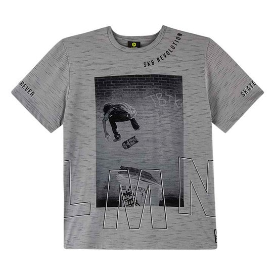 Camiseta Infantil Lemon Skate Menino - Cinza