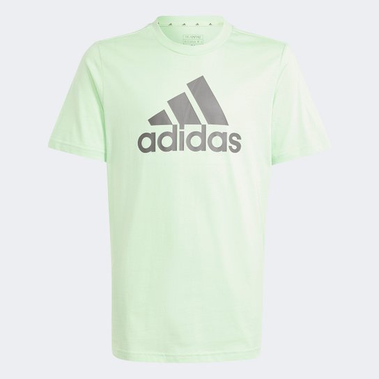 Camiseta Juvenil Adidas Essentials Big Logo - Verde+Cinza