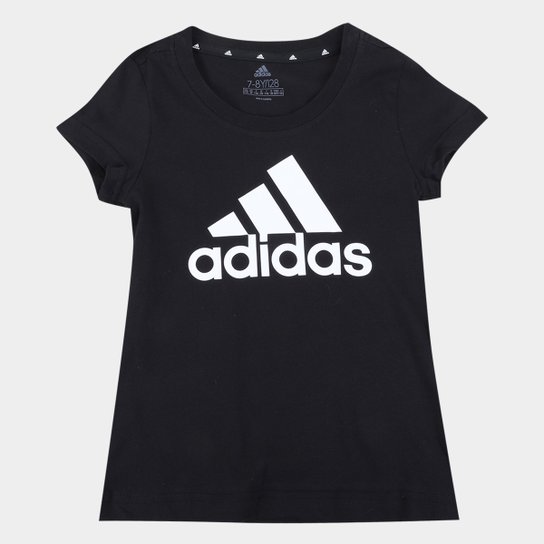 Camiseta Infantil Adidas Essentials Big Logo Feminina - Preto+Branco