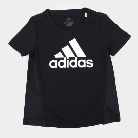 Camiseta Infantil Adidas D2M Big Logo Feminina - Preto+Branco