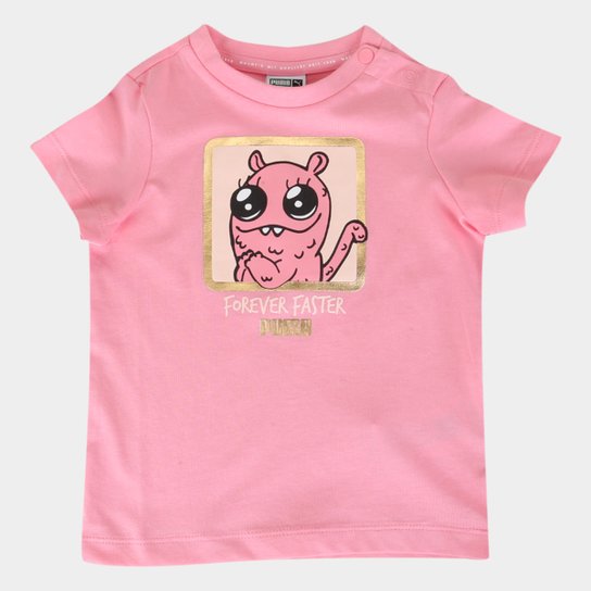 Camiseta Bebê Puma Monster - Rosa