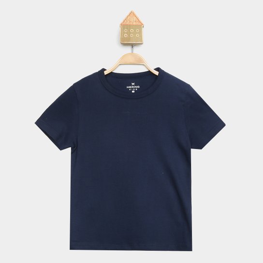 Camiseta Infantil Hering Básica Masculina - Azul Escuro