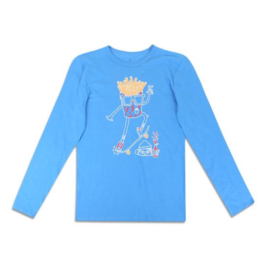 Camiseta Infantil GAP Estampada Manga Longa - Azul