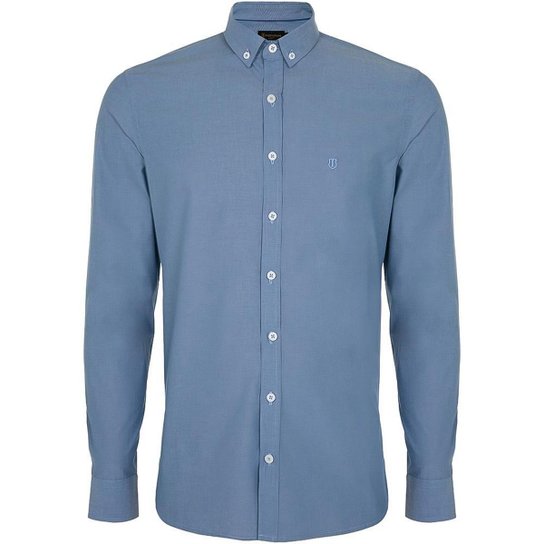 Camisa Slim Individual Lisa Masculino - Azul