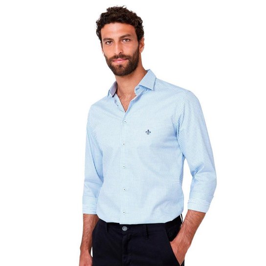 Camisa Dudalina Milano Xadrez Masculino - Azul