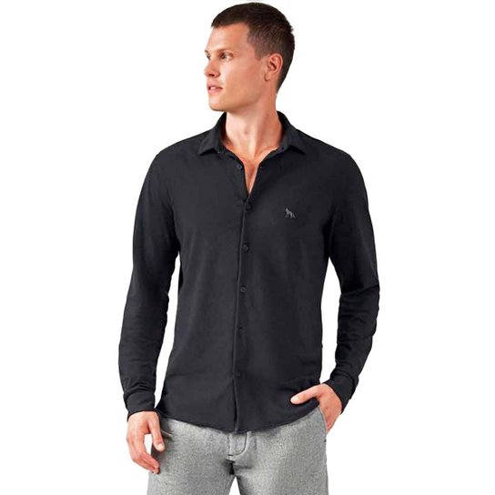 Camisa Acostamento Classic Elastano Masculino - Preto